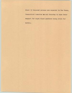 Primary view of object titled '[News Script: Black panthers tried for murder]'.