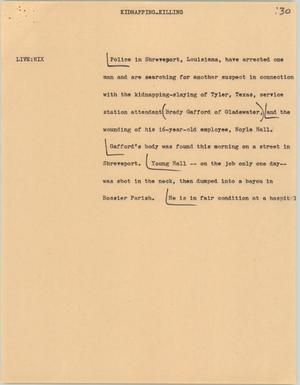 Primary view of object titled '[News Script: Kidnapping killing]'.