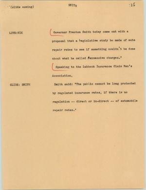 Primary view of object titled '[News Script: Smith]'.