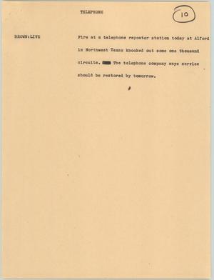 Primary view of object titled '[News Script: Telephones]'.