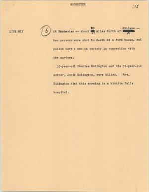 Primary view of object titled '[News Script: Rochester]'.