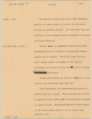 Primary view of object titled '[News Script: Rioting]'.