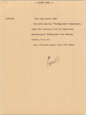 Primary view of object titled '[News Script: Sports intro]'.