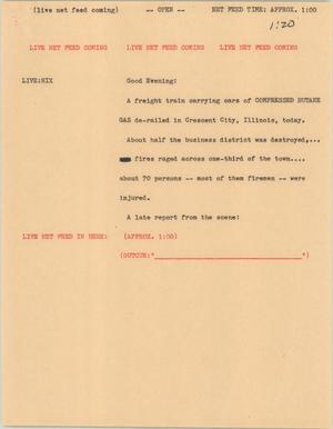 Primary view of object titled '[News Script: Major fire]'.