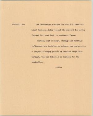Primary view of object titled '[News Script: National park in Texas]'.