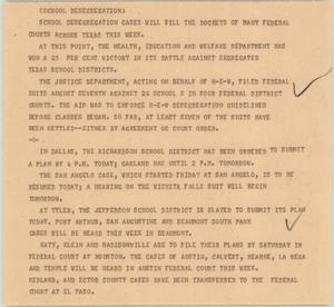 Primary view of object titled '[News Script: School desegregation]'.