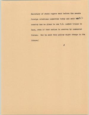 Primary view of object titled '[News Script: Secretary of state speaks to committee]'.