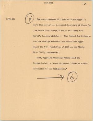 Primary view of object titled '[News Script: Mid-east]'.