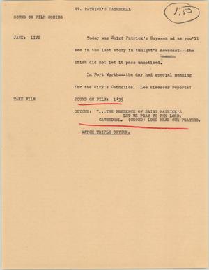 Primary view of object titled '[News Script: St. Patrick's cathedral]'.