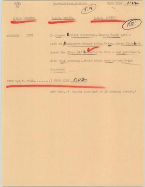 Primary view of object titled '[News Script: Heath Wilson England]'.