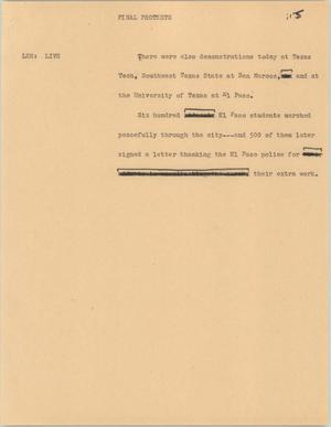 Primary view of object titled '[News Script: Final protests]'.