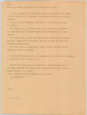 Primary view of object titled '[News Script: Today in history]'.