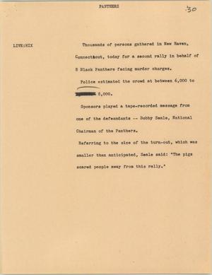 Primary view of object titled '[News Script: Panthers]'.