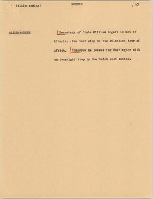 Primary view of object titled '[News Script: Rogers]'.