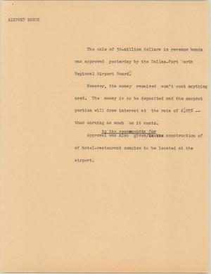 Primary view of object titled '[News Script: Airport bonds]'.