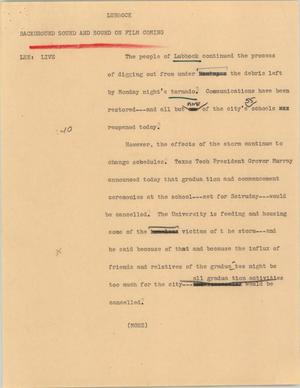 Primary view of object titled '[News Script: Lubbock debris]'.