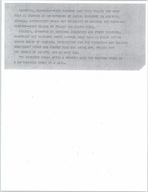 Primary view of object titled '[News Script: Georgia racial violence]'.