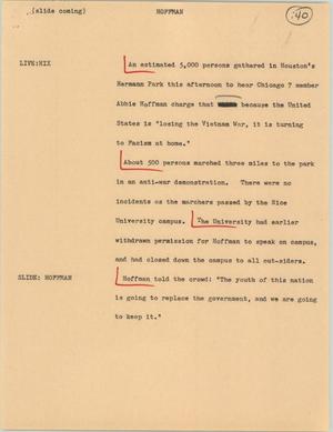 Primary view of object titled '[News Script: Hoffman]'.