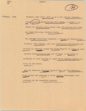 Primary view of object titled '[News Script: Campus]'.