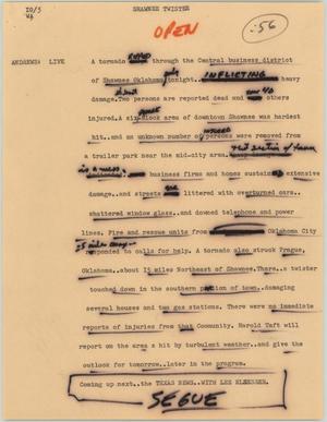 Primary view of object titled '[News Script: Shawnee twister]'.