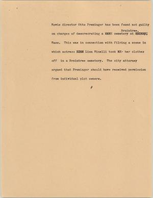 Primary view of object titled '[News Script: Movie director charges dropped]'.