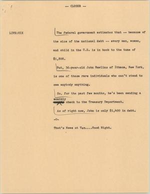 Primary view of object titled '[News Script: National debt]'.