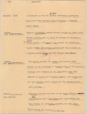 Primary view of object titled '[News Script: Shoot - out]'.