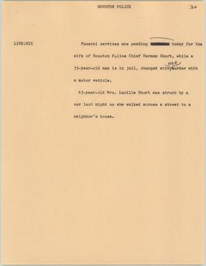 Primary view of object titled '[News Script: Houston funeral service]'.