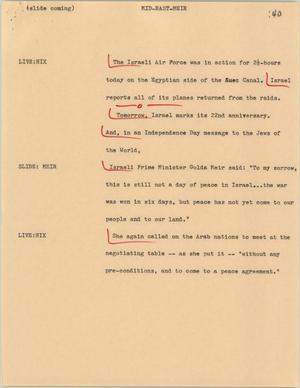 Primary view of object titled '[News Script: News in Middle East]'.