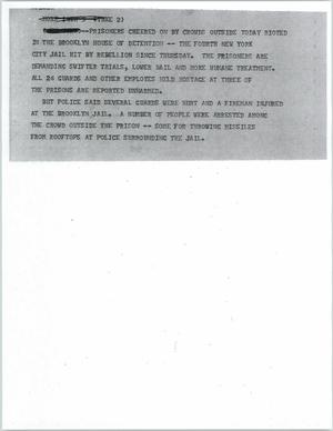 Primary view of object titled '[News Script: Jail riot]'.