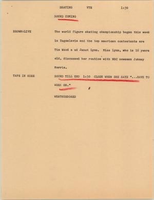 Primary view of object titled '[News Script: Skating]'.
