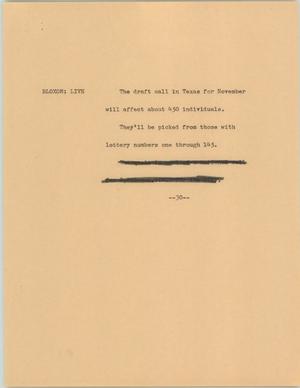 Primary view of object titled '[News Script: Military drafting]'.