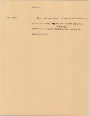 Primary view of object titled '[News Script: Houston]'.
