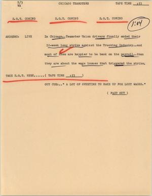 Primary view of object titled '[News Script: Chicago teamsters]'.
