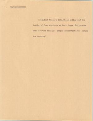 Primary view of object titled '[News Script: Protests]'.
