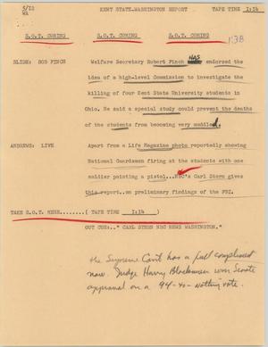 Primary view of object titled '[News Script: Investigation into Kent shooting]'.
