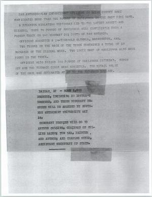 Primary view of object titled '[News Script: Marijuana confiscation and university graduation]'.