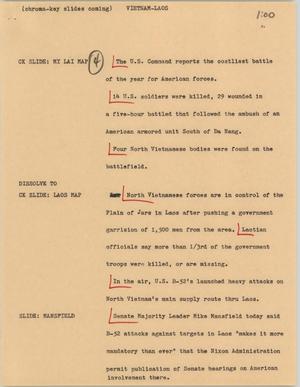 Primary view of object titled '[News Script: Vietnam-Laos]'.