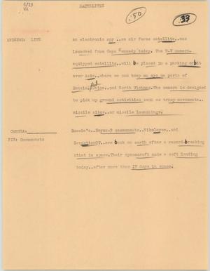 Primary view of object titled '[News Script: Satellites]'.