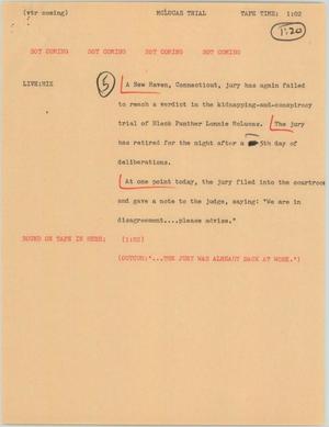 Primary view of object titled '[News Script: McLucas trial]'.