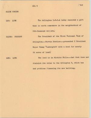 Primary view of object titled '[News Script: Arlington YMCA]'.