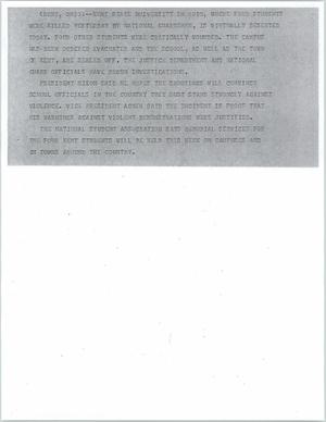 Primary view of object titled '[News Script: Violence in student protests]'.