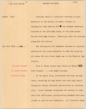 Primary view of object titled '[News Script: Trouble shooting]'.
