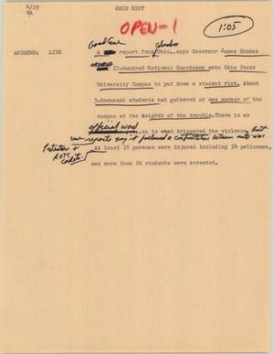 Primary view of object titled '[News Script: Ohio riot]'.