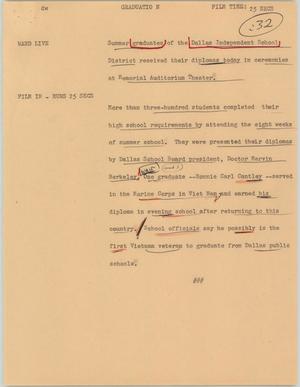 Primary view of object titled '[News Script: Graduation]'.