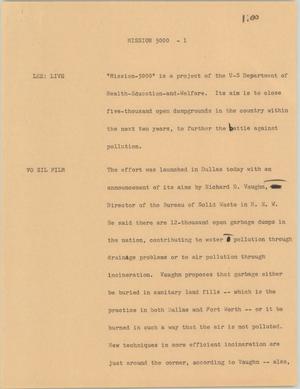 Primary view of object titled '[News Script: Mission 5000]'.