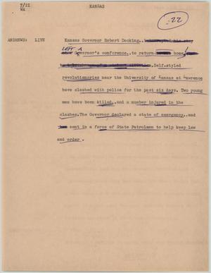Primary view of object titled '[News Script: Kansas]'.