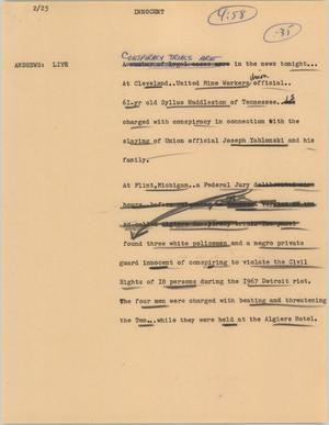 Primary view of object titled '[News Script: Innocent]'.