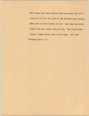 Primary view of object titled '[News Script: Masters tournament update]'.