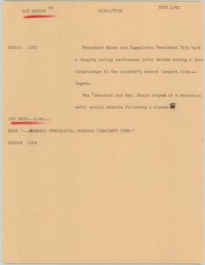 Primary view of object titled '[News Script: Nixon/Tito]'.